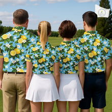 Load image into Gallery viewer, Funny Womens Golf Polo Shirts Custom Blue Lemon Tree Pattern Golf Top For Ladies, Golf Gifts NHN0142