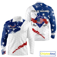 Load image into Gallery viewer, American Flag Mens Long Sleeve Polo Golf Shirt Custom Patriotic Team Golf Shirts For Men Golf Gifts NHN0008