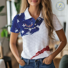 Load image into Gallery viewer, American Flag Womens Golf Polo Shirts Custom Patriotic Team Golf Shirts For Women Golf Gifts NHN0008