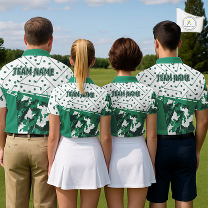 Green Golf Clubs Mens Golf Polo Shirt Custom Name Camo Pattern Golf Shirts Custom Team Golf Top NHN0017