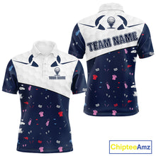 Load image into Gallery viewer, Mens Golf Polo Shirt Custom Name Funny Blue White Golf Ball Pattern Men Golf Wear Top For Team NHN0025