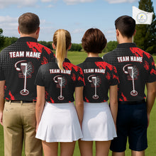 Load image into Gallery viewer, Skull Mens Disc Golf Polo Shirt Custom Name Black And Red Disc Golf Basket Personalized Golf Shirts NHN0049