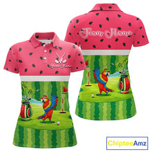 Load image into Gallery viewer, Funny Womens Golf Polo Shirt Custom Watermelon Tropical Pattern, Parrot Golf Shirts For Team NHN0183