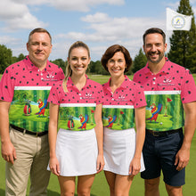 Load image into Gallery viewer, Funny Mens Golf Polo Shirt Custom Watermelon Tropical Pattern, Parrot Golf Shirts For Team NHN0183