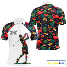 Load image into Gallery viewer, Funny Mens Golf Polo Shirt Custom Tropical Summer Pattern Flamingo Golf Shirts For Men NHN0099