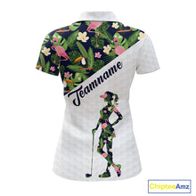 Load image into Gallery viewer, Womens Golf Polo Shirt Custom Toucan Tropical Pattern, Flamingo Golf Shirts For Ladies NHN0192