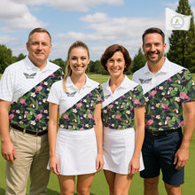 Load image into Gallery viewer, Mens Golf Polo Shirt Custom Toucan Tropical Leaf Pattern Flamingo Golf Shirts For Men NHN0192