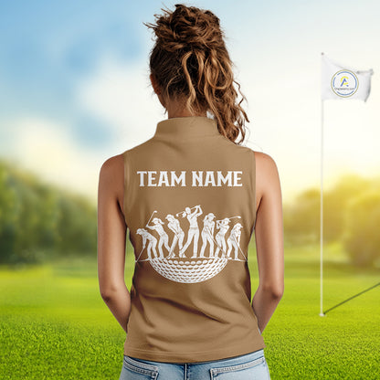 Funny Golden Retriever Womens Sleeveless Golf Polo Shirt Custom Argyle Plaid Pattern Team Golf Tops NHN0197
