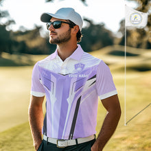 Load image into Gallery viewer, Mens Golf Polo Shirt Purple Geometric Pattern Custom Team Golf Tops For Men, Golf Gifts NHN0199