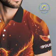Load image into Gallery viewer, Mens Golf Polo Shirt Custom Phoenix Red Flame Team Golf Tops, White Golf Outfit For Men NHN0077