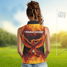 Load image into Gallery viewer, Womens Sleeveless Golf Polo Shirt Custom Phoenix Red Flame Team Golf Tops, White Golf Outfit For Women NHN0077