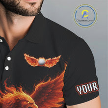 Load image into Gallery viewer, Mens Golf Polo Shirt Custom Phoenix Red Flame Team Golf Tops, White Golf Outfit For Men NHN0078