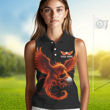 Load image into Gallery viewer, Womens Sleeveless Golf Polo Shirt Custom Phoenix Red Flame Team Golf Tops, White Golf Outfit For Ladies NHN0078