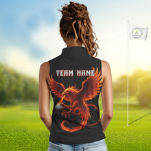 Load image into Gallery viewer, Womens Sleeveless Golf Polo Shirt Custom Phoenix Red Flame Team Golf Tops, White Golf Outfit For Ladies NHN0078