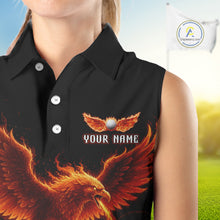Load image into Gallery viewer, Womens Sleeveless Golf Polo Shirt Custom Phoenix Red Flame Team Golf Tops, White Golf Outfit For Ladies NHN0078