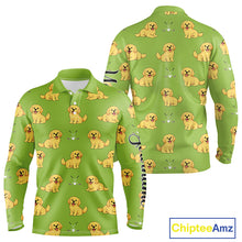 Load image into Gallery viewer, Long Sleeve Golf Polo Shirt Custom Funny Golden Retriever Team Mens Golf Tops, Dog Lover Gift NHN0214