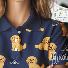 Load image into Gallery viewer, Funny Golden Retriever Womens Golf Polo Shirt Custom Blue Team Ladies Golf Tops, Dog Lover Gift Nhn0214