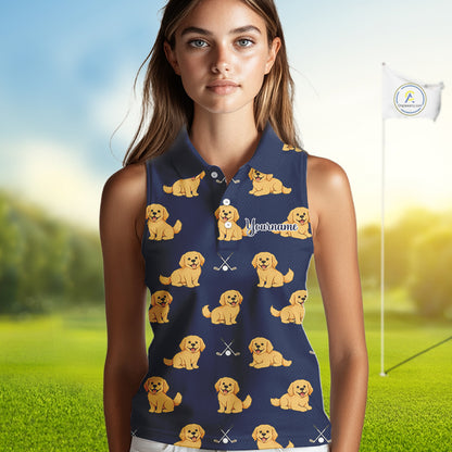 Funny Golden Retriever Womens Sleeveless Golf Polo Shirt Custom Team Ladies Golf Tops, Dog Lover Gift Nhn0214