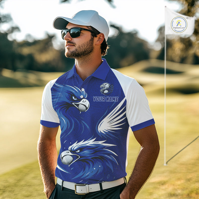 Mens Golf Polo Shirt Custom Blue Eagle Golf Shirts Personalized Golf Clubs For Team Golf Top NHN0081