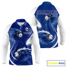 Load image into Gallery viewer, Mens Long Sleeve Golf Polo Shirt Custom Blue Eagle Golf Shirts For Team, Golf Top For Men NHN0081
