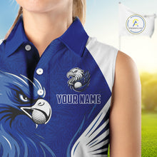 Load image into Gallery viewer, Womens Sleeveless Golf Polo Shirt Custom Blue Eagle Golf Shirts For Team, Golf Top For Ladies NHN0081