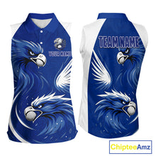 Load image into Gallery viewer, Womens Sleeveless Golf Polo Shirt Custom Blue Eagle Golf Shirts For Team, Golf Top For Ladies NHN0081