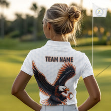Load image into Gallery viewer, Womens Golf Polo Shirt Custom Eagle Golf Shirts Personalized Golf Clubs White Team Golf Top NHN0082