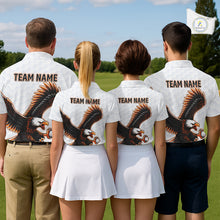 Load image into Gallery viewer, Mens Golf Polo Shirt Custom Eagle Golf Shirts Personalized Golf Clubs White Team Golf Top NHN0082