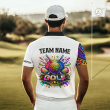 Load image into Gallery viewer, Rainbow Mens Golf Polo Shirt Leopard Print Pattern Custom Golf Ball Team Golf Tops, Golf Gifts NHN0226