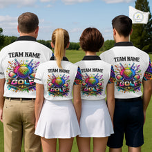 Load image into Gallery viewer, Rainbow Mens Golf Polo Shirt Leopard Print Pattern Custom Golf Ball Team Golf Tops, Golf Gifts NHN0226