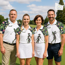 Load image into Gallery viewer, Funny Mens Golf Polo Shirt Custom Tropical Leaf Pattern Personalized Flamingo Golf Shirts For Men NHN0099