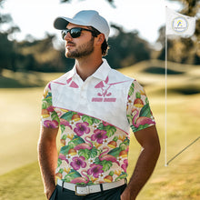 Load image into Gallery viewer, Funny Flamingo Mens Golf Polo Shirt Floral Tropical Custom Pink Golf Shirts Golfer Gift Apparel NHN0107