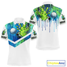 Load image into Gallery viewer, Watercolor Mens Golf Polo Shirt Custom Green Golf Ball Pattern Golf Tops For Men, Golf Lovers Gifts NHN0113