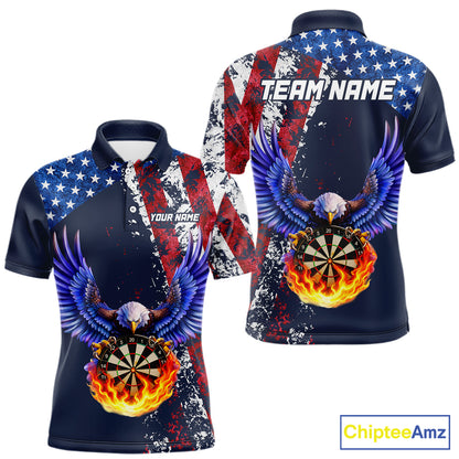Custom US Flag Eagle Flame Darts Shirt for Men Darts Team Jerseys Dartboard Shirt NNT270