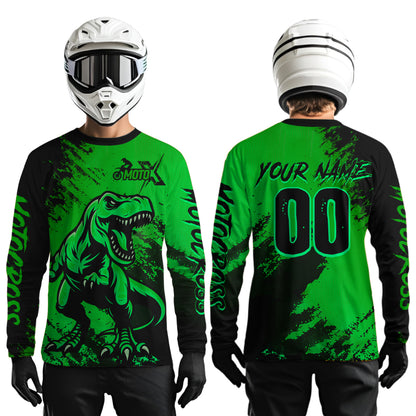 Green Dinosaur Motocross Jersey Dirt Bike Shirts for Men Kid Women Racing Jersey XM417