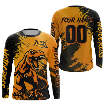 Orange Dinosaur Motocross Jersey Dirt Bike Shirts for Men Kid Women Racing Jersey XM417