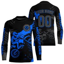 Load image into Gallery viewer, Custom Blue Motocross Racing Jersey for Kid Women Men Personalized Dirt Bike Shirts XM425