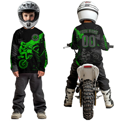 Custom Green Motocross Racing Jersey for Kid Women Men Personalized Dirt Bike Shirts XM425