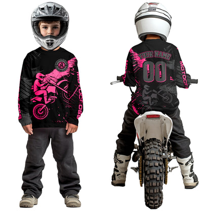 Custom Pink Motocross Racing Jersey for Kid Women Men Personalized Dirt Bike Shirts XM425