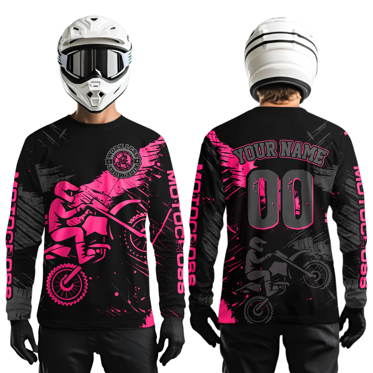 Custom Pink Motocross Racing Jersey for Kid Women Men Personalized Dirt Bike Shirts XM425