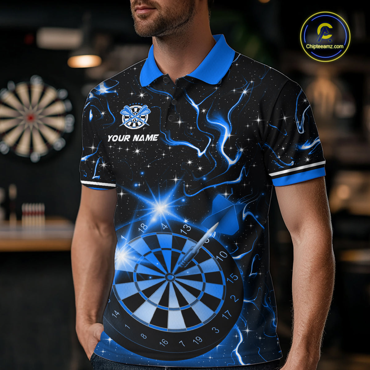 Custom Blue Galaxy Dragon Darts Shirt for Men Darts Team Jerseys Dartboard Shirt NNT291