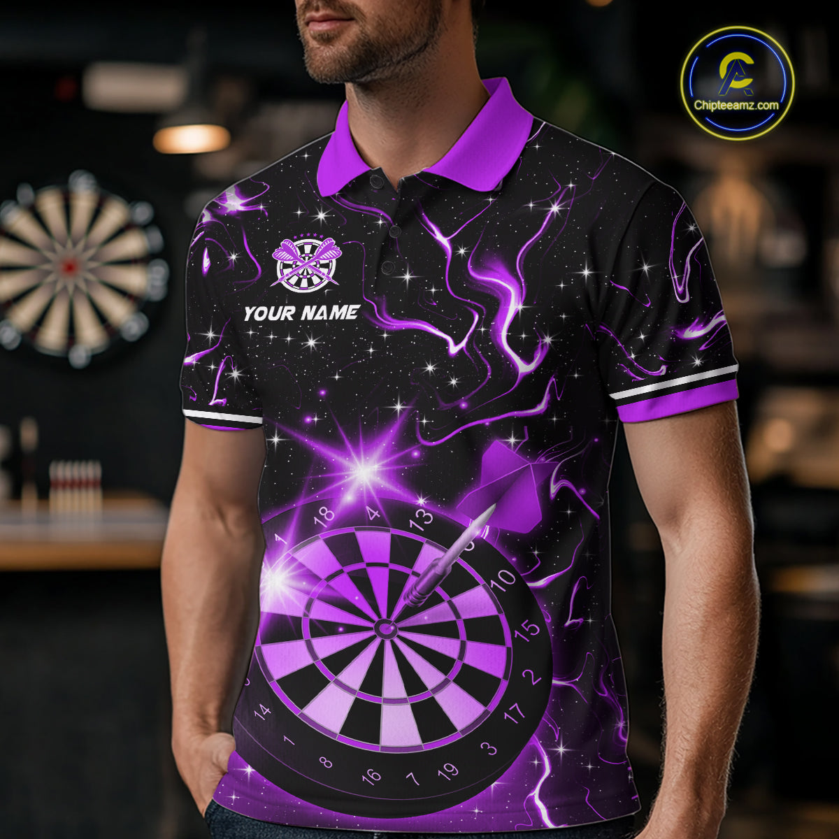 Custom Purple Galaxy Dragon Darts Shirt for Men Darts Team Jerseys Dartboard Shirt NNT291