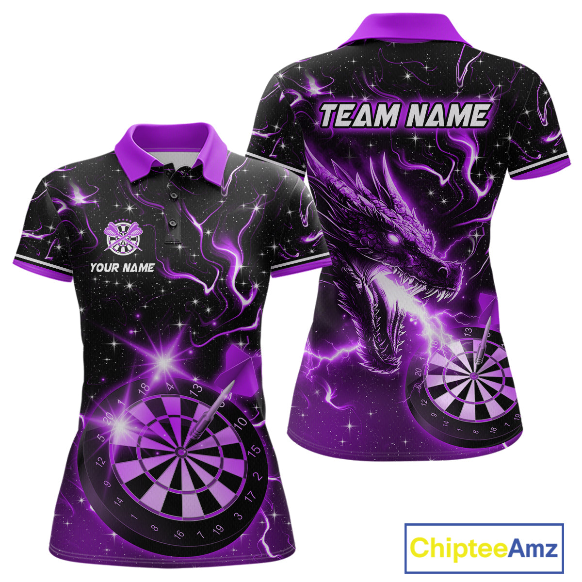 Custom Purple Galaxy Dragon Darts Shirt for Women Darts Team Jerseys Dartboard Shirt NNT291