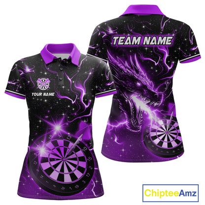 Custom Purple Galaxy Dragon Darts Shirt for Women Darts Team Jerseys Dartboard Shirt NNT291