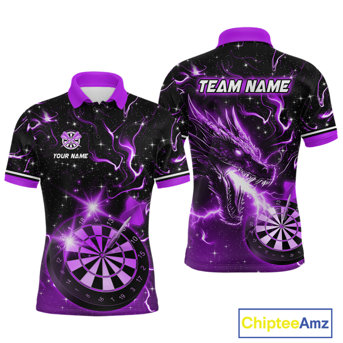 Custom Purple Galaxy Dragon Darts Shirt for Men Darts Team Jerseys Dartboard Shirt NNT291