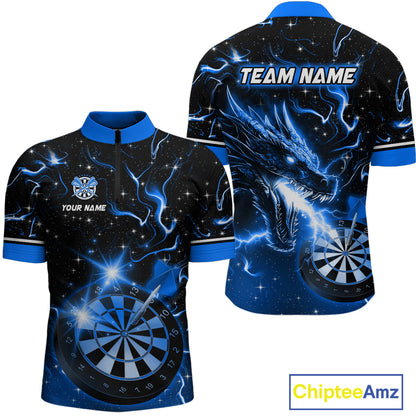 Custom Blue Galaxy Dragon Darts Shirt for Men Darts Team Jerseys Dartboard Shirt NNT291