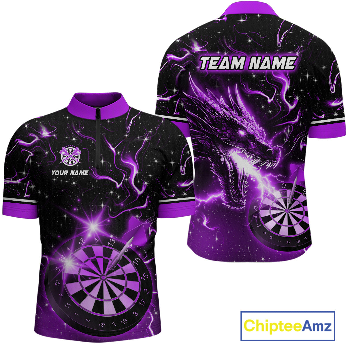 Custom Purple Galaxy Dragon Darts Shirt for Men Darts Team Jerseys Dartboard Shirt NNT291