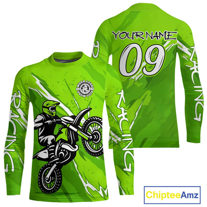 Green Custom Motocross Jersey for Men Women Kid Dirt Bike Shirts Motorcycle Shirt XM438