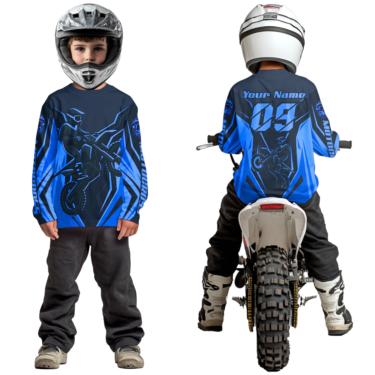 Blue Custom Motocross Jersey Men Women Kid Dirt Bike Shirts Motorcycle Riding Shirt XM441