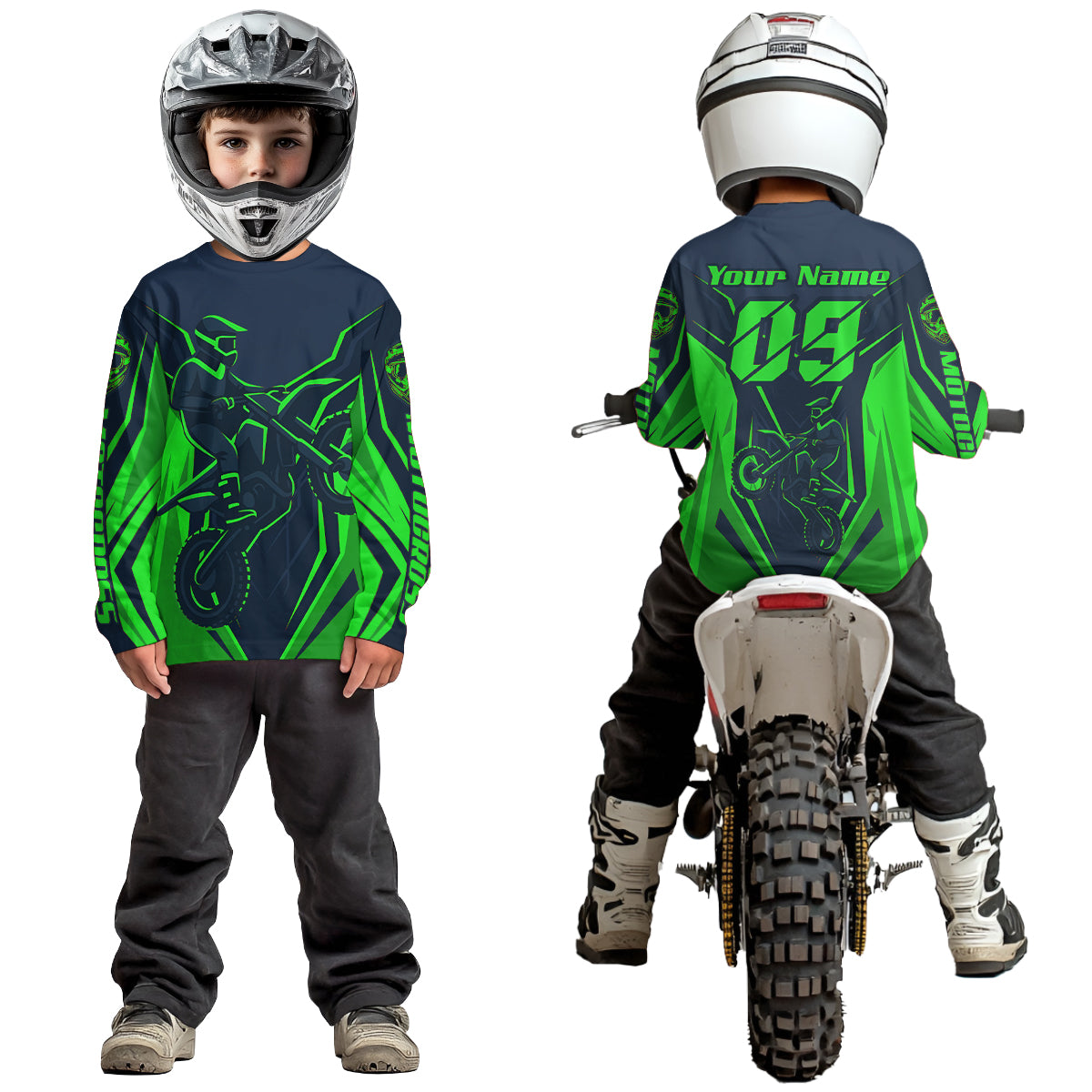 Green Custom Motocross Jersey Men Women Kid Dirt Bike Shirts Motorcycle Riding Shirt XM441